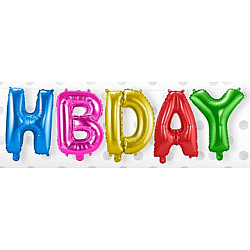 FOIL air filled 14'' ΦΡΑΣΗ HBDAY ΠΟΛΥΧΡΩΜΑ