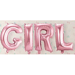 FOIL air filled 14'' ΛΕΞΗ GIRL ΡΟΖ
