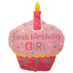  FOIL S/S  FIRST BIRTHDAY GIRL