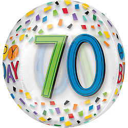  FOIL ORBZ HAPPY 70TH BIRTHDAY RAINBOW