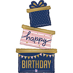  FOIL S/S HAPPY BIRTHDAY ΤΡΙΑ ΔΩΡΑ BLUE NAVY