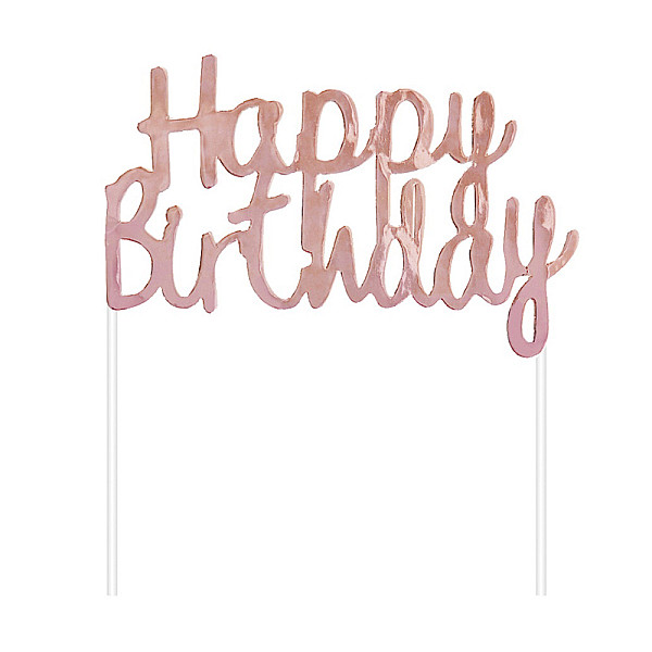 CAKE TOPPER ΤΟΥΡΤΑΣ HAPPY BIRTHDAY ROSE GOLD 1ΤΜΧ