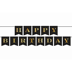 LETTER BANNER H.BIRTHDAY ΜΑΥΡΟ ΜΕ ΧΡΥΣΑ ΓΡΑΜΜΑΤΑ