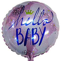 FOIL Mini/S 9'' HELLO BABY GIRL ΜΕ ΣΤΕΜΜΑ
