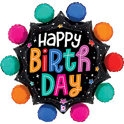  FOIL J/S HAPPY BIRTHDAY ΠΟΛΥΧΡΩΜΟΙ ΚΥΚΛΟΙ