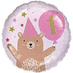 FOIL 17''1st BIRTHDAY ΑΡΚΟΥΔΑΚΙ GIRL