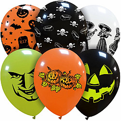 LATEX 12'' ΤΥΠΩΜΕΝΟ HALLOWEEN MIX 6TEM