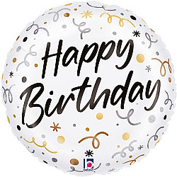 FOIL 18'' SATIN WHITE HAPPY BIRTHDAY