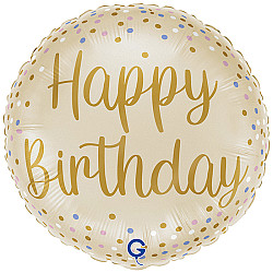 FOIL 18'' SATIN CREAM HAPPY BIRTHDAY ΜΕ ΠΟΥΑ