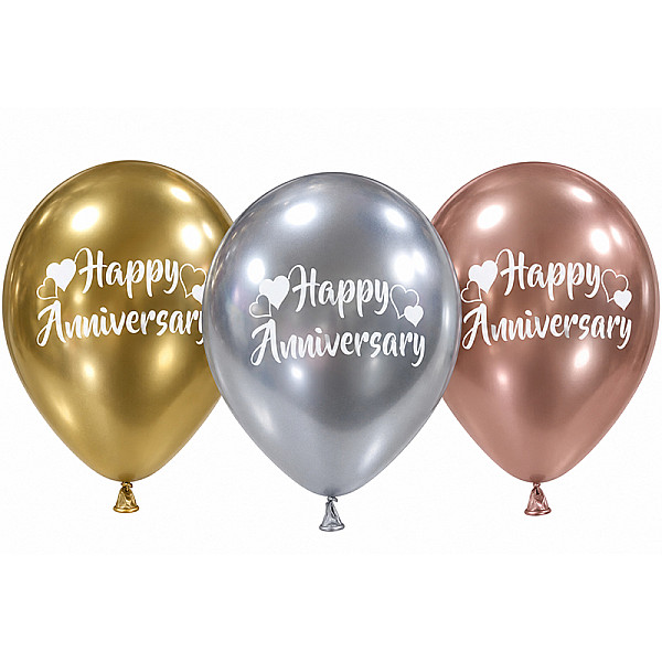  LATEX 12'' TYΠΩΜΕΝO HAPPY ANNIVERSARY 6ΤΕΜ
