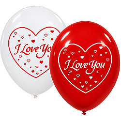 LATEX 13'' ΤΥΠΩΜΕΝΑ I LOVE YOU ΚΑΡΔΙΕΣ 6ΤΕΜ