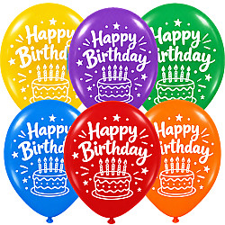 LATEX 13'' ΤΥΠΩΜΕΝΑ H.BIRTHDAY ΤΟΥΡΤΑ 6ΤΕΜ